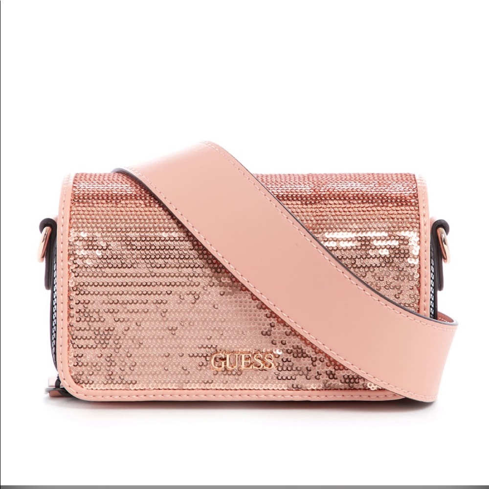 Guess Mini Shoulder Bag Pink Sequins